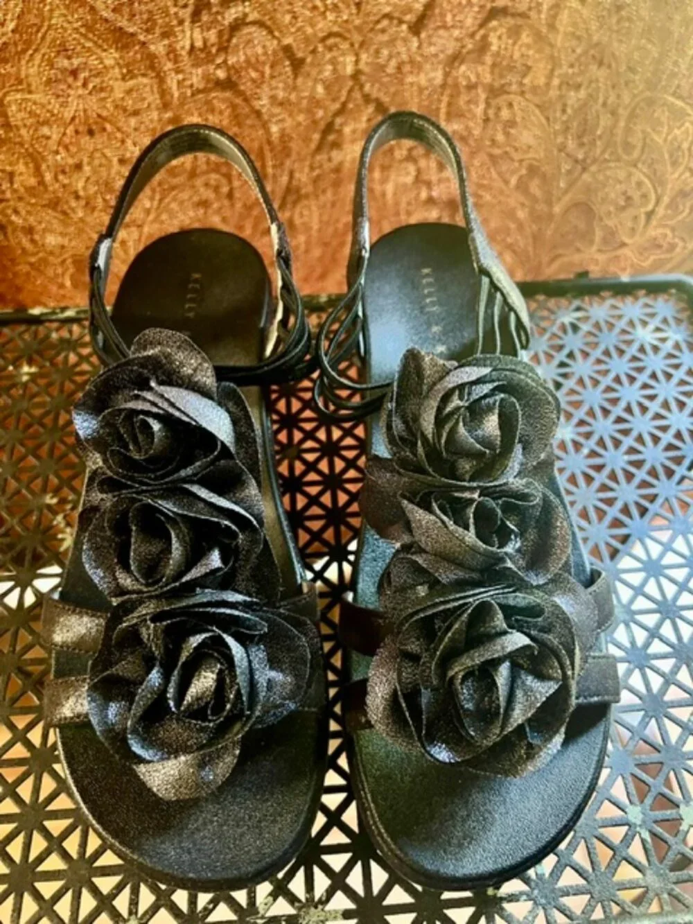 Kelly and Katie Black Dressy Wedge Sandals Size 8.5